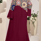 Plus Size Tassel Printed Pullover Office Maxi Dress Women