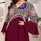 Plus Size Tassel Printed Pullover Office Maxi Dress Women